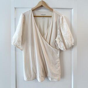 Torrid Women’s Plus Size Cream Puff Sleeve Wrap Blouse